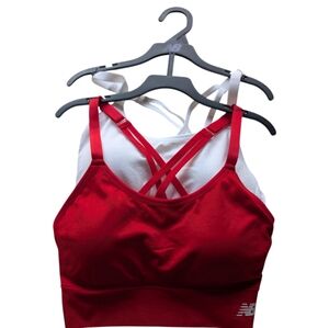 NWT New Balance 2 Pack Red and White Sports Bras Large (AM01)